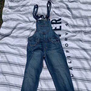 Girls Abercrombie kids overalls and flannel